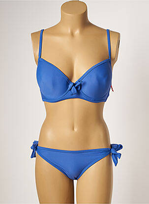 Costum de baie din două piese cu armatură top sutien push-up albastru DAG ADOM femeie