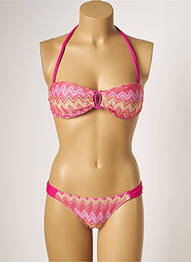 Costum de baie din două piese elasticitate top triunghiuri roz KIWI femme