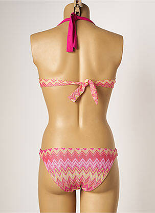 Costum de baie din două piese elasticitate top triunghiuri roz KIWI femeie