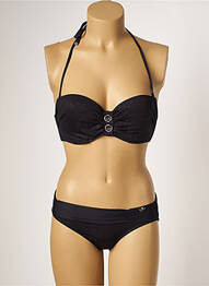 Costum de baie din două piese elasticitate top triunghiuri negru LPB femme