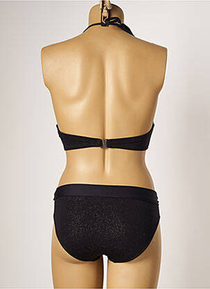 Costum de baie din două piese elasticitate top triunghiuri negru LPB femeie