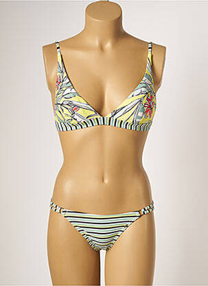 Costum de baie din două piese elasticitate top triunghiuri galben PIHA femeie