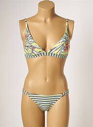 Costum de baie din două piese elasticitate top triunghiuri galben PIHA femeie