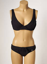 Costum de baie din două piese elasticitate sutien cupe întregi cu decolteu înalt negru BORABORA femme