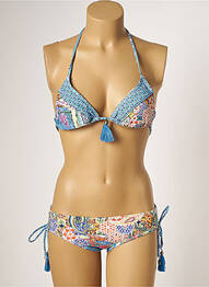 Costum de baie din două piese elasticitate top triunghiuri albastru PIHA femme