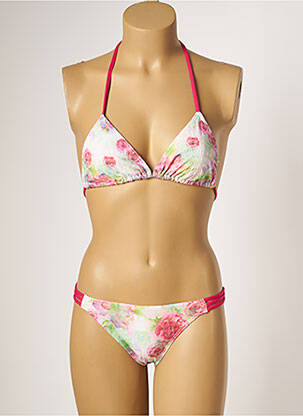 Costum de baie din două piese elasticitate top triunghiuri roz KIWI femeie