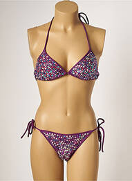 Costum de baie din două piese închidere cu legături de legat top triunghiuri violet BAHIA BEACH BAULE femeie