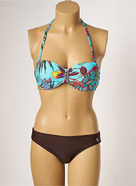 Costum de baie din două piese elasticitate top sutien push-up albastru PLATJA femme