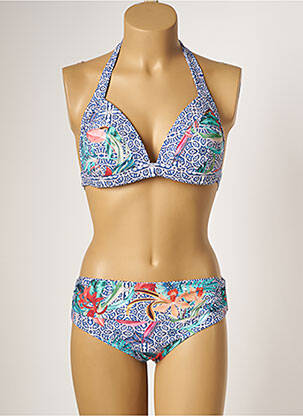 Costum de baie din două piese elasticitate top triunghiuri albastru MOONTIDE femeie