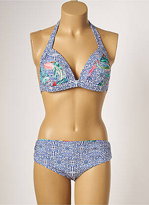 Costum de baie din două piese elasticitate top triunghiuri albastru MOONTIDE femeie