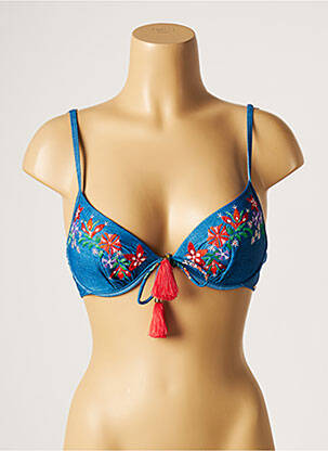 Sutien de costum de baie elasticitate top sutien modelat albastru PIHA femeie