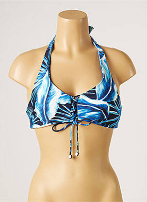 Sutien de costum de baie elasticitate sutien cupe întregi cu decolteu înalt albastru MOONTIDE femeie