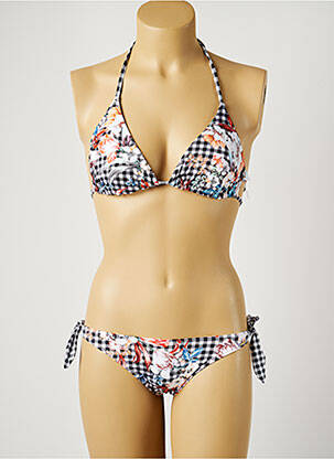Costum de baie din două piese elasticitate top triunghiuri negru PIHA femeie