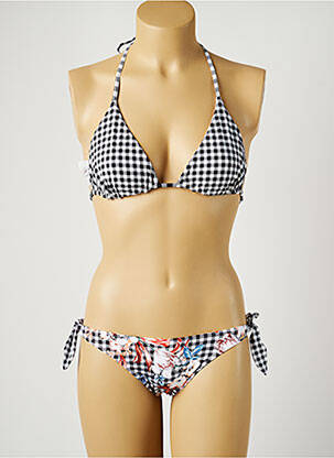 Costum de baie din două piese elasticitate top triunghiuri negru PIHA femeie