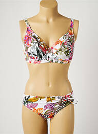 Costum de baie din două piese elasticitate sutien cupe întregi cu decolteu înalt roz SUN PLAYA femme