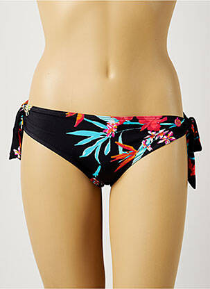 Chiloți de baie imprimeu floral bikini negru AUDELLE femeie