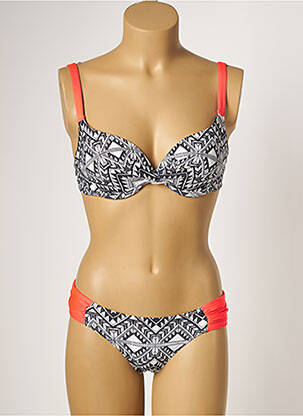 Costum de baie din două piese elasticitate top sutien modelat negru LPB femeie