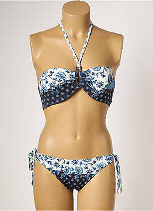 Costum de baie din două piese elasticitate top sutien modelat albastru TESSY femeie
