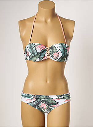 Costum de baie din două piese elasticitate top triunghiuri verde LPB femeie
