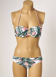 Costum de baie din două piese elasticitate top triunghiuri verde LPB femme