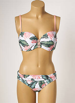 Costum de baie din două piese elasticitate top sutien modelat verde LPB femeie