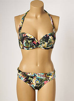 Costum de baie din două piese elasticitate top sutien modelat verde LPB femeie