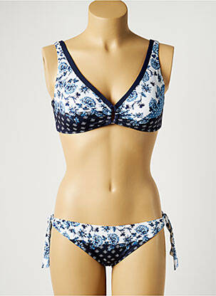 Costum de baie din două piese elasticitate top triunghiuri albastru TESSY femeie