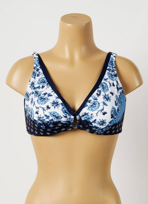 Sutien de costum de baie elasticitate sutien cupe întregi cu decolteu înalt albastru TESSY femme