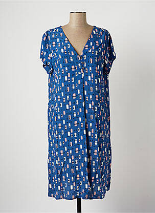 Rochie midi croială fluidă mâneci scurte albastru DIVAS femme