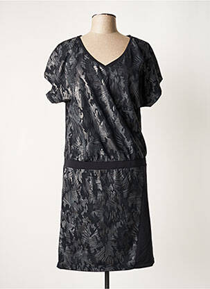 Rochie midi imprimeu fantezie mâneci scurte gri HBT femeie