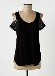 Top țesătură jersey mâneci scurte negru LAUREN VIDAL femeie