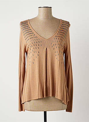 Pulover croială cambrată mâneci lungi bej LAUREN VIDAL femme