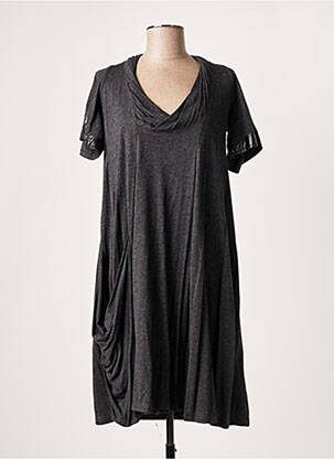 Rochie midi mâneci scurte mâneci scurte gri LAUREN VIDAL femeie