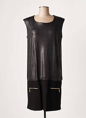 Rochie midi mâneci scurte mâneci scurte negru LAUREN VIDAL femeie