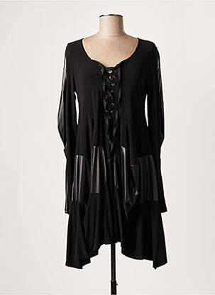 Rochie scurtă croială fluidă mâneci lungi negru LAUREN VIDAL femeie