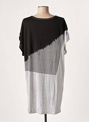 Rochie scurtă croială fluidă mâneci scurte negru LAUREN VIDAL femeie