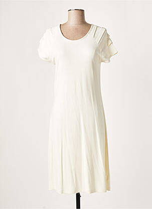 Rochie midi mâneci scurte mâneci scurte bej LAUREN VIDAL femeie