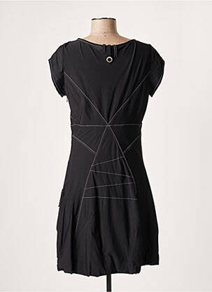 Rochie midi țesătură crep mâneci scurte negru LAUREN VIDAL femeie