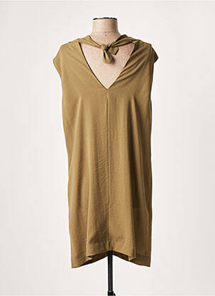Rochie scurtă croială fluidă mâneci scurte verde LAUREN VIDAL femeie