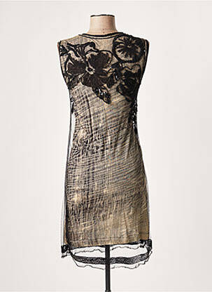 Rochie midi imprimeu fantezie mâneci scurte negru LAUREN VIDAL femeie