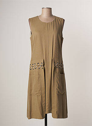 Rochie midi bej LAUREN VIDAL femeie