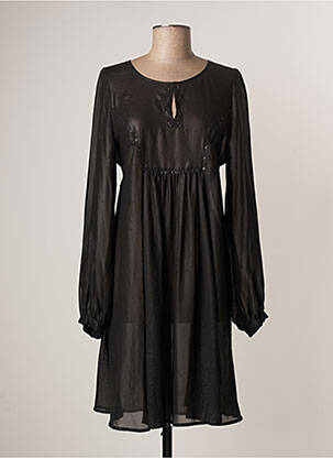 Rochie scurtă croială fluidă mâneci lungi negru LAUREN VIDAL femeie
