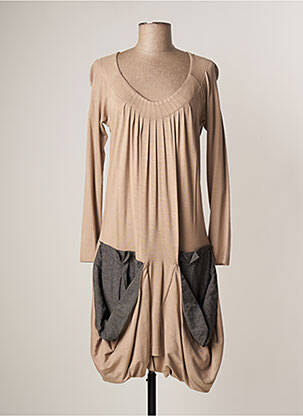 Rochie midi bej LAUREN VIDAL femeie