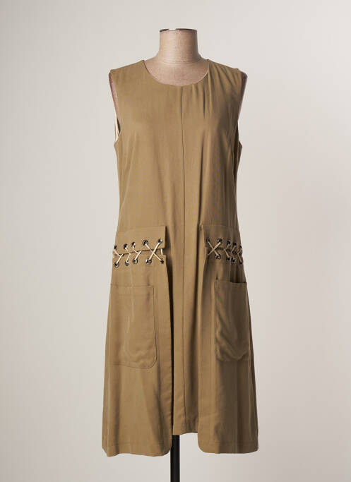 Rochie midi bej LAUREN VIDAL femeie