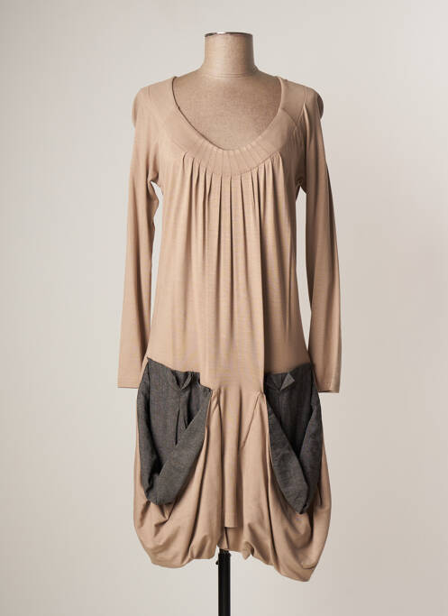 Rochie midi bej LAUREN VIDAL femeie