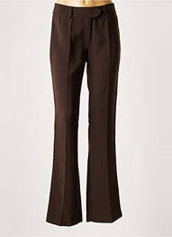 Pantalon larg țesătură crep mărime normală maro LAUREN VIDAL femeie