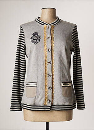Jachete casual guler rotund gri POUPEE CHIC femeie