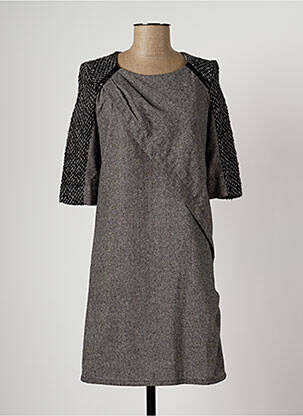 Rochie midi mâneci scurte mâneci scurte gri HELENA SOREL femeie