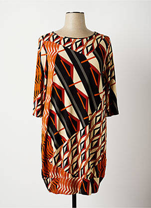 Rochie midi mâneci 3/4 mâneci 3/4 portocalie ELEONORA AMADEI femeie
