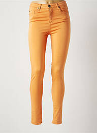 Pantalon slim țesătură poplin mărime normală portocaliu EMMA & CARO femme